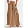 imagePRETTYGARDEN Womens 2025 Summer Wide Leg Palazzo Pants High Waisted Flowy Pockets Trendy Casual Lounge Boho Beach TrousersKhaki