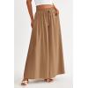 imagePRETTYGARDEN Womens 2025 Summer Wide Leg Palazzo Pants High Waisted Flowy Pockets Trendy Casual Lounge Boho Beach TrousersKhaki