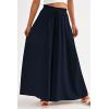 imagePRETTYGARDEN Womens 2025 Summer Wide Leg Palazzo Pants High Waisted Flowy Pockets Trendy Casual Lounge Boho Beach TrousersNavy