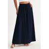 imagePRETTYGARDEN Womens 2025 Summer Wide Leg Palazzo Pants High Waisted Flowy Pockets Trendy Casual Lounge Boho Beach TrousersNavy