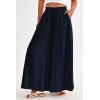 imagePRETTYGARDEN Womens 2025 Summer Wide Leg Palazzo Pants High Waisted Flowy Pockets Trendy Casual Lounge Boho Beach TrousersNavy
