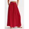 imagePRETTYGARDEN Womens 2025 Summer Wide Leg Palazzo Pants High Waisted Flowy Pockets Trendy Casual Lounge Boho Beach TrousersRed