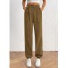 imagePRETTYGARDEN Womens Dressy Casual Pants Elastic High Waisted Work Office Corduroy Trouser Slacks with PocketsArmy Green