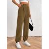 imagePRETTYGARDEN Womens Dressy Casual Pants Elastic High Waisted Work Office Corduroy Trouser Slacks with PocketsArmy Green