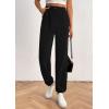 imagePRETTYGARDEN Womens Dressy Casual Pants Elastic High Waisted Work Office Corduroy Trouser Slacks with PocketsBlack