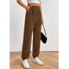 imagePRETTYGARDEN Womens Dressy Casual Pants Elastic High Waisted Work Office Corduroy Trouser Slacks with PocketsBrown
