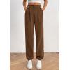 imagePRETTYGARDEN Womens Dressy Casual Pants Elastic High Waisted Work Office Corduroy Trouser Slacks with PocketsBrown