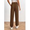imagePRETTYGARDEN Womens Dressy Casual Pants Elastic High Waisted Work Office Corduroy Trouser Slacks with PocketsBrown