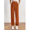 imagePRETTYGARDEN Womens Dressy Casual Pants Elastic High Waisted Work Office Corduroy Trouser Slacks with PocketsBrown Yellow