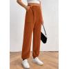 imagePRETTYGARDEN Womens Dressy Casual Pants Elastic High Waisted Work Office Corduroy Trouser Slacks with PocketsBrown Yellow