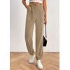 imagePRETTYGARDEN Womens Dressy Casual Pants Elastic High Waisted Work Office Corduroy Trouser Slacks with PocketsLight Khaki