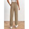 imagePRETTYGARDEN Womens Dressy Casual Pants Elastic High Waisted Work Office Corduroy Trouser Slacks with PocketsLight Khaki