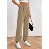 imagePRETTYGARDEN Womens Dressy Casual Pants Elastic High Waisted Work Office Corduroy Trouser Slacks with PocketsLight Khaki