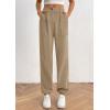imagePRETTYGARDEN Womens Dressy Casual Pants Elastic High Waisted Work Office Corduroy Trouser Slacks with PocketsLight Khaki