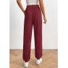 imagePRETTYGARDEN Womens Dressy Casual Pants Elastic High Waisted Work Office Corduroy Trouser Slacks with PocketsWine Red
