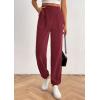 imagePRETTYGARDEN Womens Dressy Casual Pants Elastic High Waisted Work Office Corduroy Trouser Slacks with PocketsWine Red
