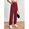 imagePRETTYGARDEN Womens Dressy Casual Pants Elastic High Waisted Work Office Corduroy Trouser Slacks with PocketsWine Red