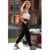 imagePRETTYGARDEN Womens Satin Jogger Pants Casual Dressy High Waist Long Lounge Pant Trousers Summer Outfits with PocketsBlack