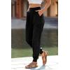 imagePRETTYGARDEN Womens Satin Jogger Pants Casual Dressy High Waist Long Lounge Pant Trousers Summer Outfits with PocketsBlack