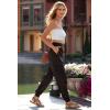 imagePRETTYGARDEN Womens Satin Jogger Pants Casual Dressy High Waist Long Lounge Pant Trousers Summer Outfits with PocketsDark Coffee