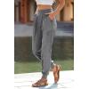 imagePRETTYGARDEN Womens Satin Jogger Pants Casual Dressy High Waist Long Lounge Pant Trousers Summer Outfits with PocketsGrey