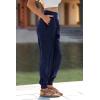 imagePRETTYGARDEN Womens Satin Jogger Pants Casual Dressy High Waist Long Lounge Pant Trousers Summer Outfits with PocketsNavy