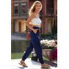 imagePRETTYGARDEN Womens Satin Jogger Pants Casual Dressy High Waist Long Lounge Pant Trousers Summer Outfits with PocketsNavy