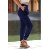 imagePRETTYGARDEN Womens Satin Jogger Pants Casual Dressy High Waist Long Lounge Pant Trousers Summer Outfits with PocketsNavy