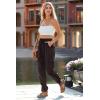 imagePRETTYGARDEN Womens Satin Jogger Pants Casual Dressy High Waist Long Lounge Pant Trousers Summer Outfits with PocketsZdark Coffee