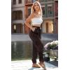 imagePRETTYGARDEN Womens Satin Jogger Pants Casual Dressy High Waist Long Lounge Pant Trousers Summer Outfits with PocketsZdark Coffee