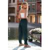 imagePRETTYGARDEN Womens Satin Jogger Pants Casual Dressy High Waist Long Lounge Pant Trousers Summer Outfits with PocketsZdark Green