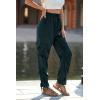 imagePRETTYGARDEN Womens Satin Jogger Pants Casual Dressy High Waist Long Lounge Pant Trousers Summer Outfits with PocketsZdark Green