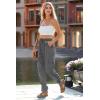 imagePRETTYGARDEN Womens Satin Jogger Pants Casual Dressy High Waist Long Lounge Pant Trousers Summer Outfits with PocketsZgrey