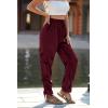imagePRETTYGARDEN Womens Satin Jogger Pants Casual Dressy High Waist Long Lounge Pant Trousers Summer Outfits with PocketsZwine Red
