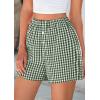 imagePRETTYGARDEN Womens Shorts Boxers 2025 Summer Gingham Pajama Lounge Sleep Y2K Plaid Pj Shorts Beach BottomsGreen