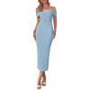 imagePRETTYGARDEN Summer Dresses for Women 2025 Formal Off The Shoulder Midi Bodycon Ribbed Knit Spring Wedding Guest DressLight Blue