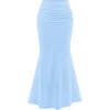 imagePRETTYGARDEN Women Fitted Mesh Mermaid Skirt 2025 Spring Summer Casual High Waisted Ruched Maxi Long Bodycon Going Out SkirtsSky Blue
