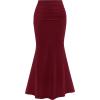 imagePRETTYGARDEN Women Fitted Mesh Mermaid Skirt 2025 Spring Summer Casual High Waisted Ruched Maxi Long Bodycon Going Out SkirtsWine Red