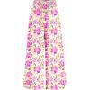 imagePRETTYGARDEN Womens 2025 Summer Flowy Wide Leg Palazzo Pants Dressy Casual Elastic High Waisted Pockets Boho Beach TrousersFloral White Purple