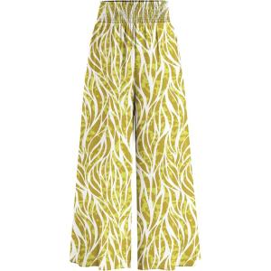 imagePRETTYGARDEN Womens 2025 Summer Flowy Wide Leg Palazzo Pants Dressy Casual Elastic High Waisted Pockets Boho Beach TrousersFloral White Green