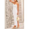 imagePRETTYGARDEN Womens Bodycon Long Dresses Summer Strapless Tube Twist Knot Front Ribbed Knit Maxi Cocktail Dress with SlitWhite