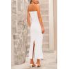 imagePRETTYGARDEN Womens Bodycon Long Dresses Summer Strapless Tube Twist Knot Front Ribbed Knit Maxi Cocktail Dress with SlitWhite