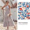 imagePRETTYGARDEN Womens Summer Floral Maxi Dress Knot One Shoulder Sleeveless Ruffle Flowy Boho Beach Wedding Guest DressesBlue White