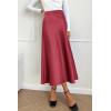 imagePRETTYGARDEN Womens Summer Midi Satin Skirt Dressy Casual High Waisted A Line Flowy Ruffle Elegant Party SkirtsBean Paste Pink