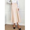imagePRETTYGARDEN Womens Summer Midi Satin Skirt Dressy Casual High Waisted A Line Flowy Ruffle Elegant Party SkirtsBeige