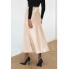 imagePRETTYGARDEN Womens Summer Midi Satin Skirt Dressy Casual High Waisted A Line Flowy Ruffle Elegant Party SkirtsBeige