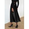 imagePRETTYGARDEN Womens Summer Midi Satin Skirt Dressy Casual High Waisted A Line Flowy Ruffle Elegant Party SkirtsBlack