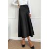 imagePRETTYGARDEN Womens Summer Midi Satin Skirt Dressy Casual High Waisted A Line Flowy Ruffle Elegant Party SkirtsBlack