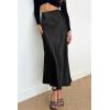 imagePRETTYGARDEN Womens Summer Midi Satin Skirt Dressy Casual High Waisted A Line Flowy Ruffle Elegant Party SkirtsBlack