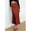 imagePRETTYGARDEN Womens Summer Midi Satin Skirt Dressy Casual High Waisted A Line Flowy Ruffle Elegant Party SkirtsBrown